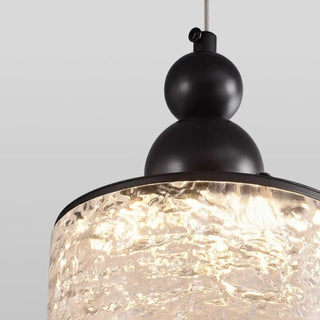 ZOWALA - Modern Black Patterned Glass Cylinder LED Pendant Light Image - 12