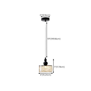 ZOWALA - Modern Black Patterned Glass Cylinder LED Pendant Light #size