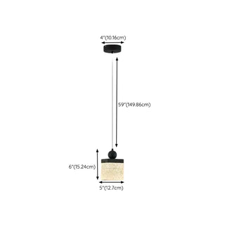 ZOWALA - Modern Black Patterned Glass Cylinder LED Pendant Light Image - 14