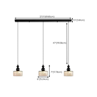 ZOWALA - Modern Black Patterned Glass Cylinder LED Pendant Light Image - 15
