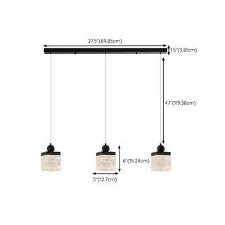 ZOWALA - Modern Black Patterned Glass Cylinder LED Pendant Light Image - 16