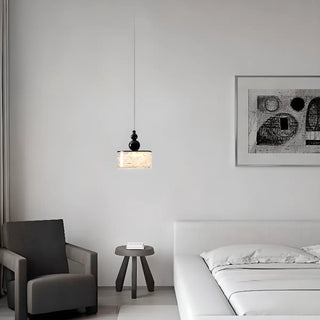 ZOWALA - Modern Black Patterned Glass Cylinder LED Pendant Light Image - 2