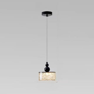 ZOWALA - Modern Black Patterned Glass Cylinder LED Pendant Light Image - 4
