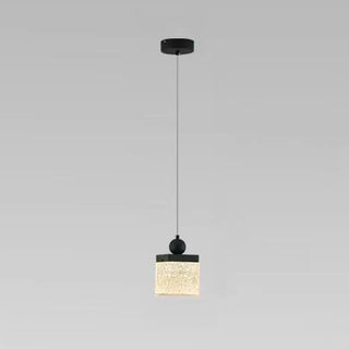 ZOWALA - Modern Black Patterned Glass Cylinder LED Pendant Light Image - 5
