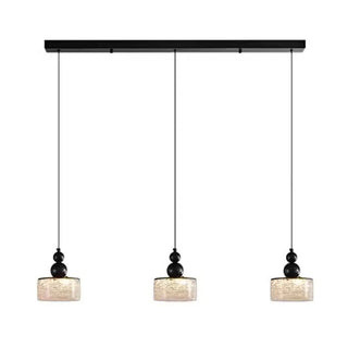 ZOWALA - Modern Black Patterned Glass Cylinder LED Pendant Light Image - 6