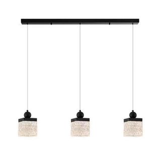 ZOWALA - Modern Black Patterned Glass Cylinder LED Pendant Light Image - 7