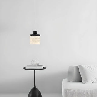 ZOWALA - Modern Black Patterned Glass Cylinder LED Pendant Light Image - 8