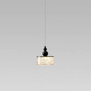 ZOWALA - Modern Black Patterned Glass Cylinder LED Pendant Light Image - 9