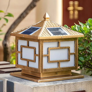 Classic Chinese Solar Post Lantern Outdoor Patio Lamp Zawala Image - 1