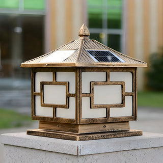 Classic Chinese Solar Post Lantern Outdoor Patio Lamp Zawala Image - 3