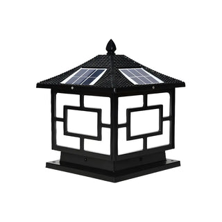 Classic Chinese Solar Post Lantern Outdoor Patio Lamp Zawala Image - 4