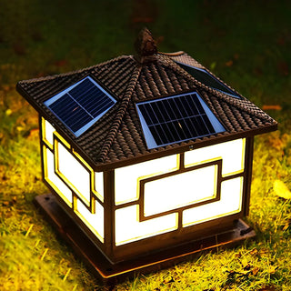 Classic Chinese Solar Post Lantern Outdoor Patio Lamp Zawala Image - 5