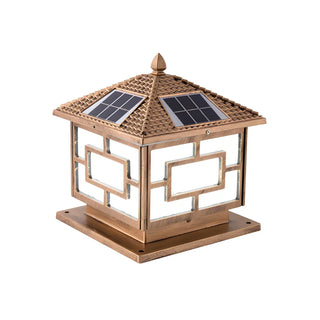 Classic Chinese Solar Post Lantern Outdoor Patio Lamp Zawala Image - 6