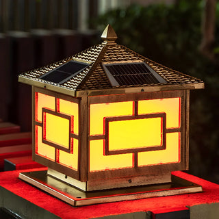 Classic Chinese Solar Post Lantern Outdoor Patio Lamp Zawala Image - 7
