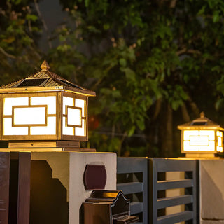 Classic Chinese Solar Post Lantern Outdoor Patio Lamp Zawala Image - 8