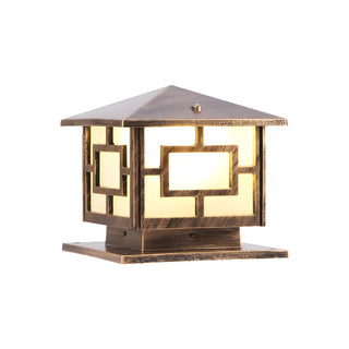 Classic Chinese Solar Post Lantern Outdoor Patio Lamp Zawala Image - 9