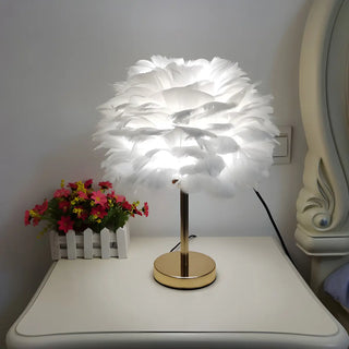 Creative Feather Shade Bedroom Decorative Table Lamp Zawala Image - 12