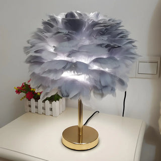 Creative Feather Shade Bedroom Decorative Table Lamp Zawala Image - 2