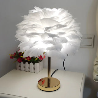 Creative Feather Shade Bedroom Decorative Table Lamp Zawala Image - 3