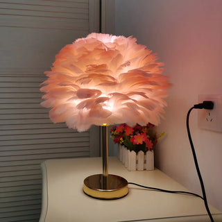 Creative Feather Shade Bedroom Decorative Table Lamp Zawala Image - 9