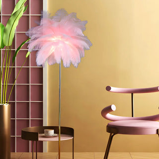 Artistic Pink Feather and Gold Stand Floor Lamp Zawala Image - 10