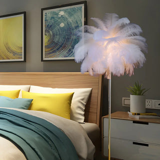 Artistic Pink Feather and Gold Stand Floor Lamp Zawala Image - 11