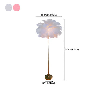 Artistic Pink Feather and Gold Stand Floor Lamp Zawala #size