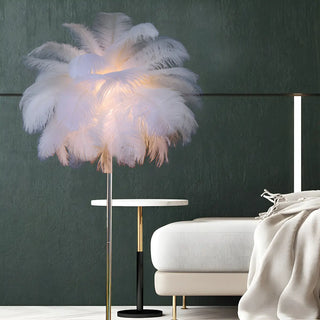 Artistic Pink Feather and Gold Stand Floor Lamp Zawala Image - 3