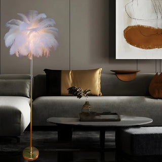Artistic Pink Feather and Gold Stand Floor Lamp Zawala Image - 5