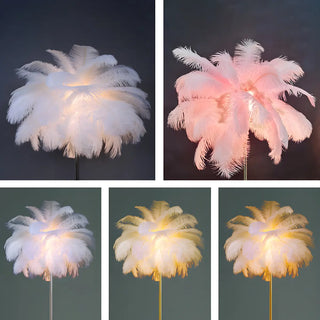 Artistic Pink Feather and Gold Stand Floor Lamp Zawala Image - 6