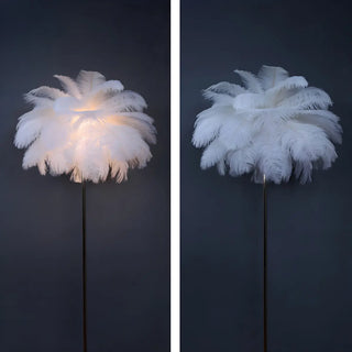 Artistic Pink Feather and Gold Stand Floor Lamp Zawala Image - 7