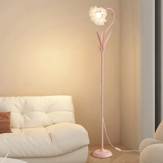ZOWALA - Modern Fresh Pink Floral Metal LED Floor Lamp Image - 1
