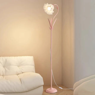 ZOWALA - Modern Fresh Pink Floral Metal LED Floor Lamp Image - 10