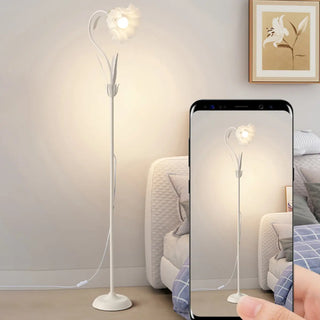 ZOWALA - Modern Fresh Pink Floral Metal LED Floor Lamp Image - 8
