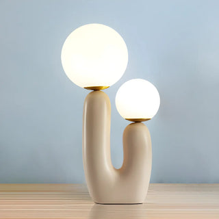 Creative White Cactus Double Ball Glass Table Lamp Zawala Image - 12