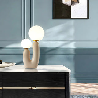 Creative White Cactus Double Ball Glass Table Lamp Zawala Image - 2
