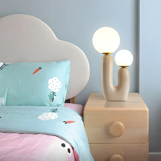 Creative White Cactus Double Ball Glass Table Lamp Zawala Image - 4