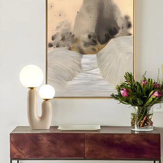 Creative White Cactus Double Ball Glass Table Lamp Zawala Image - 5