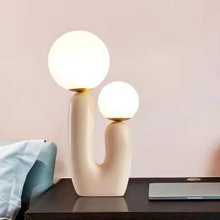 Creative White Cactus Double Ball Glass Table Lamp Zawala Image - 6
