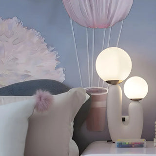 Creative White Cactus Double Ball Glass Table Lamp Zawala Image - 7