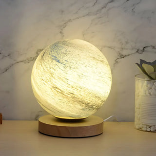 Modern Sphere Marble Table Lamp Golden Moonlight Image - 4
