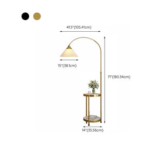 Pleated Cone Modern Arched Floor Lamp with Shelves Zawala #size