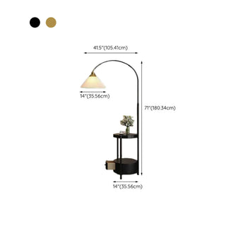 Pleated Cone Modern Arched Floor Lamp with Shelves Zawala Image - 13