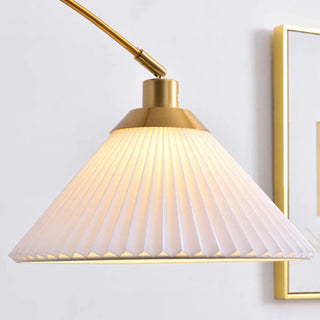 Pleated Cone Modern Arched Floor Lamp with Shelves Zawala Image - 8
