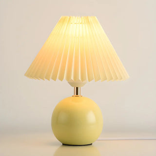 Modern Pleated Cone Shade White Ball Ceramic Table Lamp Zawala Image - 10