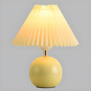 Modern Pleated Cone Shade White Ball Ceramic Table Lamp Zawala Image - 11