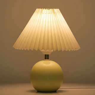 Modern Pleated Cone Shade White Ball Ceramic Table Lamp Zawala Image - 12