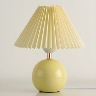 Modern Pleated Cone Shade White Ball Ceramic Table Lamp Zawala Image - 13