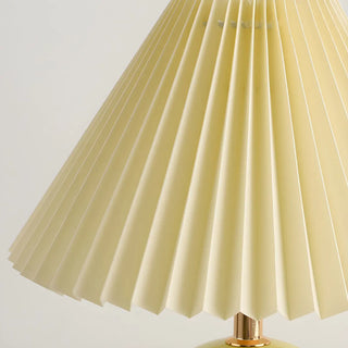 Modern Pleated Cone Shade White Ball Ceramic Table Lamp Zawala Image - 16