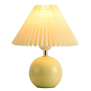 Modern Pleated Cone Shade White Ball Ceramic Table Lamp Zawala Image - 18